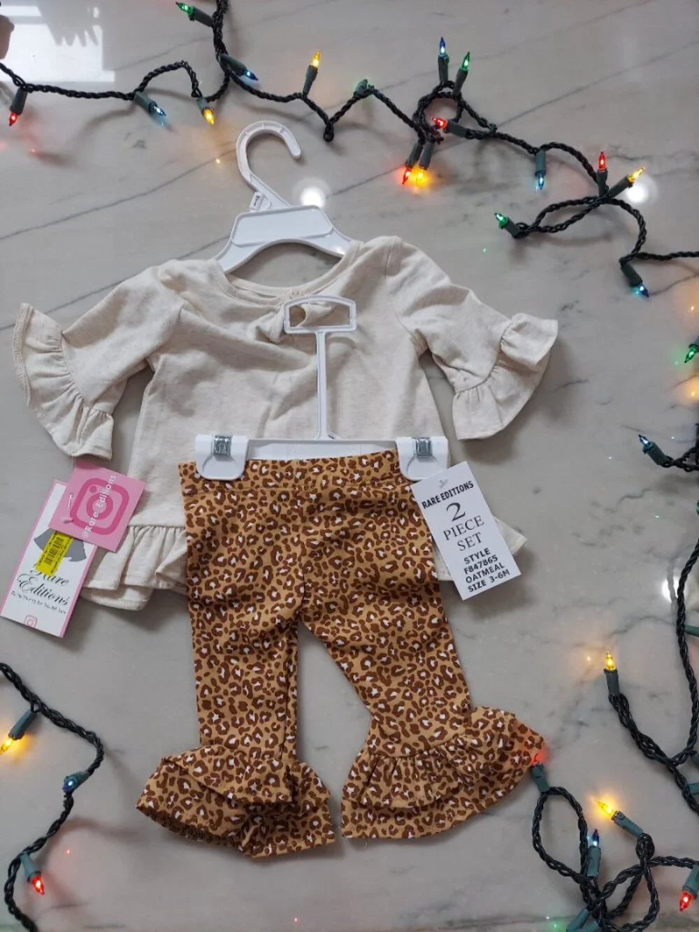 Cute! 2pc Baby Pumpkin & Bows Outfit with Ruffle Pants 3 - 6 mos NWT